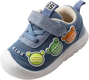 Baby Walking Shoes Boys Girls Cartoon Bear Mesh Breathable Sneakers Non Slip Wide Sport Shoes Outdoor Tennis