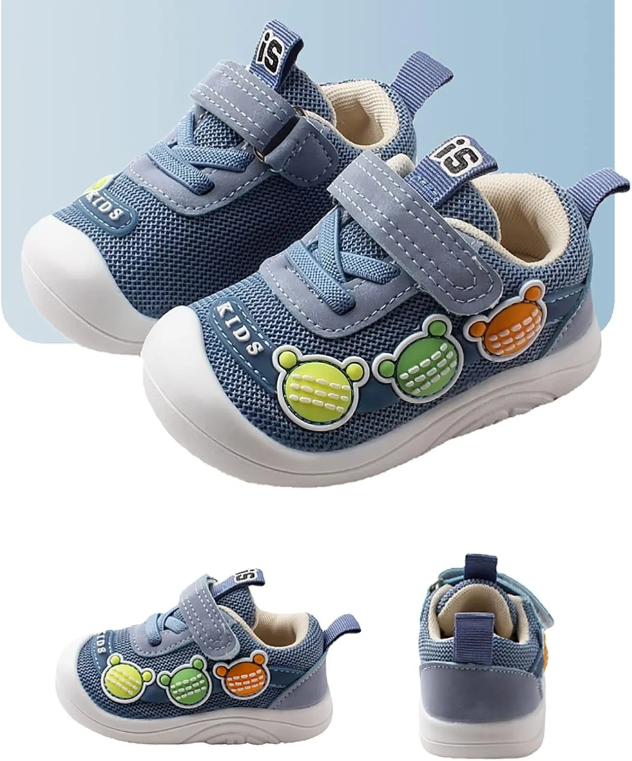 Baby Walking Shoes Boys Girls Cartoon Bear Mesh Breathable Sneakers Non Slip Wide Sport Shoes Outdoor Tennis