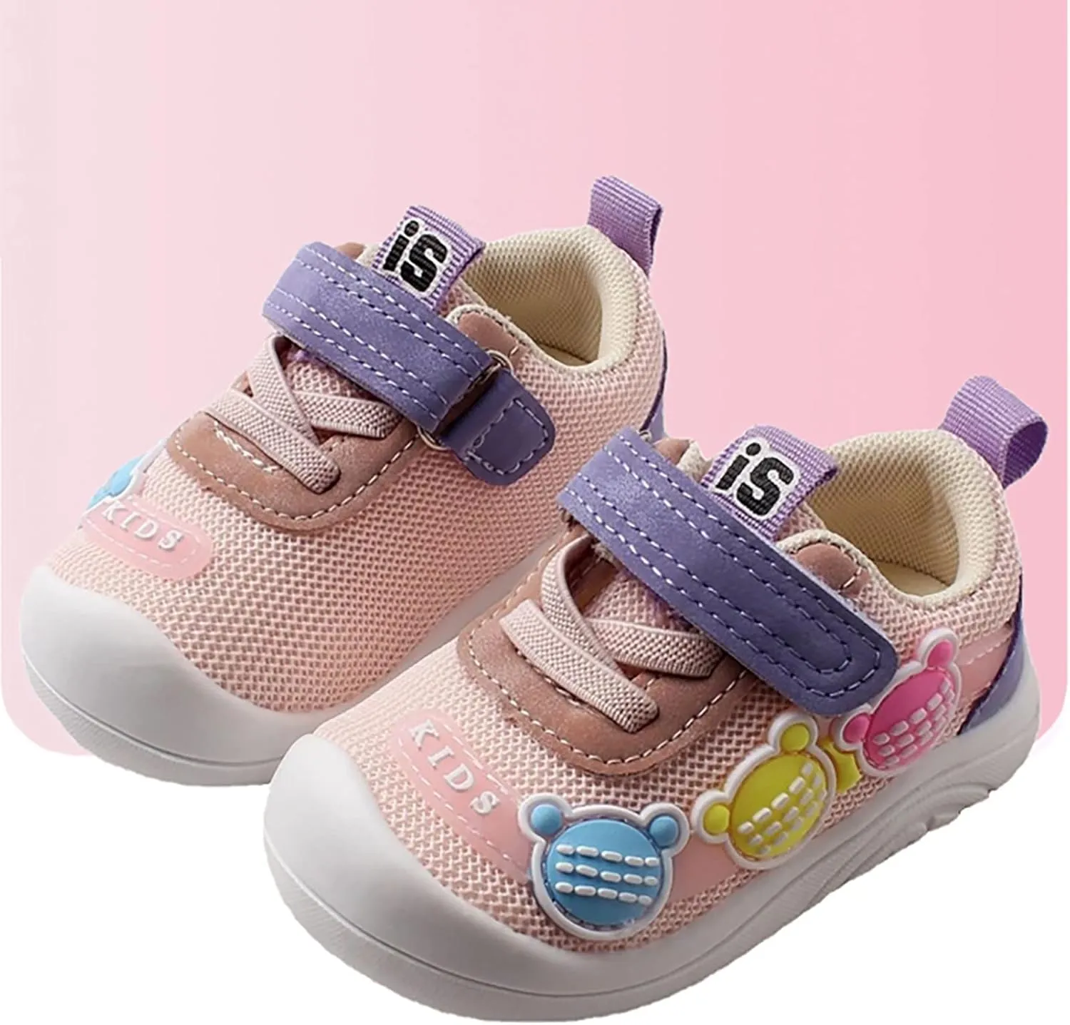 Baby Walking Shoes Boys Girls Cartoon Bear Mesh Breathable Sneakers Non Slip Wide Sport Shoes Outdoor Tennis