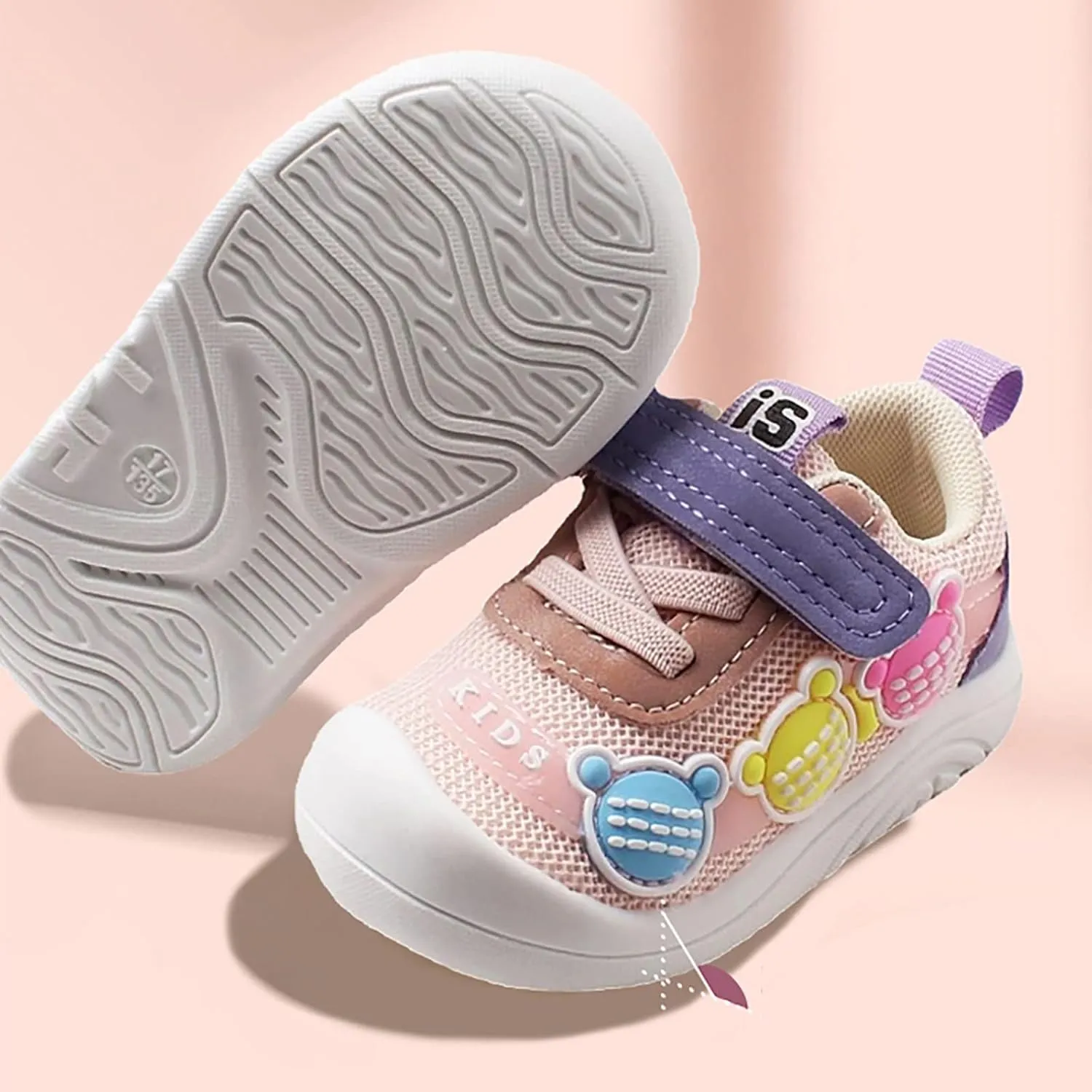 Baby Walking Shoes Boys Girls Cartoon Bear Mesh Breathable Sneakers Non Slip Wide Sport Shoes Outdoor Tennis