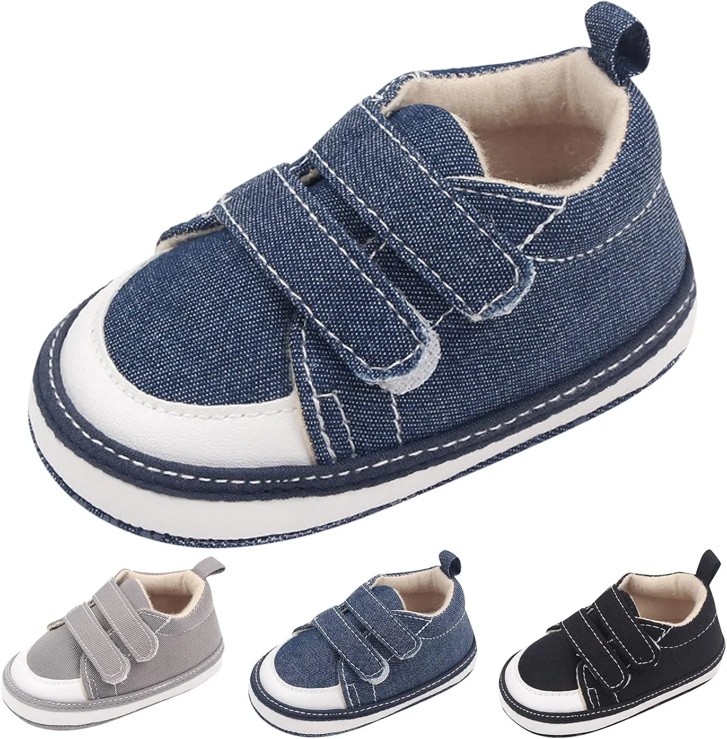 Baby Walking Shoes Girl Boy Soft Sole Breathable Cotton Canvas Shoes Lightweight Non-Slip Tennis Wide Sneakers