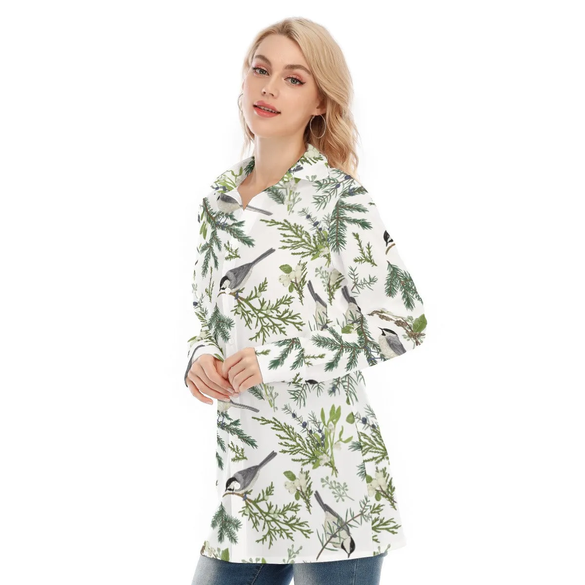 Bohemian Bird of Prey Print Women's Long Sleeve Shirt