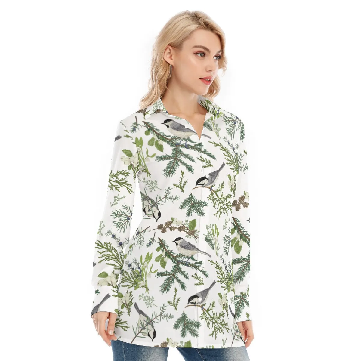 Bohemian Bird of Prey Print Women's Long Sleeve Shirt