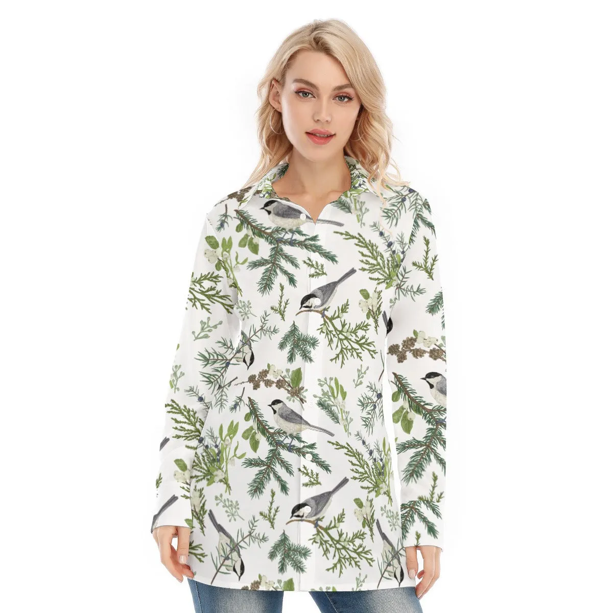 Bohemian Bird of Prey Print Women's Long Sleeve Shirt