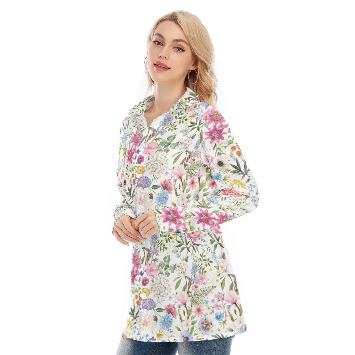 Bohemian Exotic Floral Women's Long Sleeve Shirt