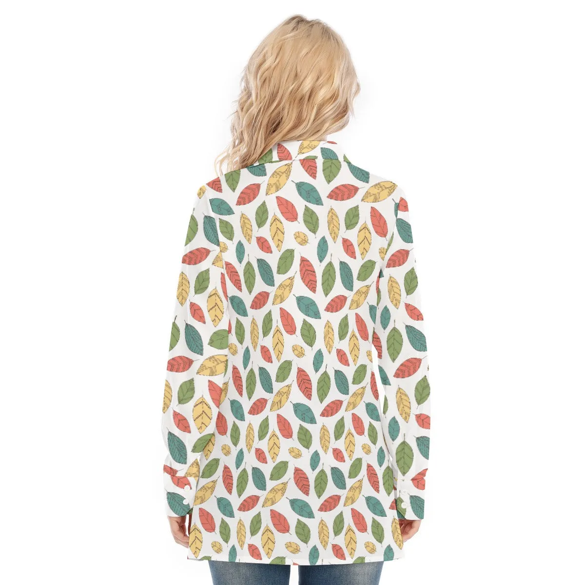 Bohemian Floral Leaf Women's Long Sleeve Shirt
