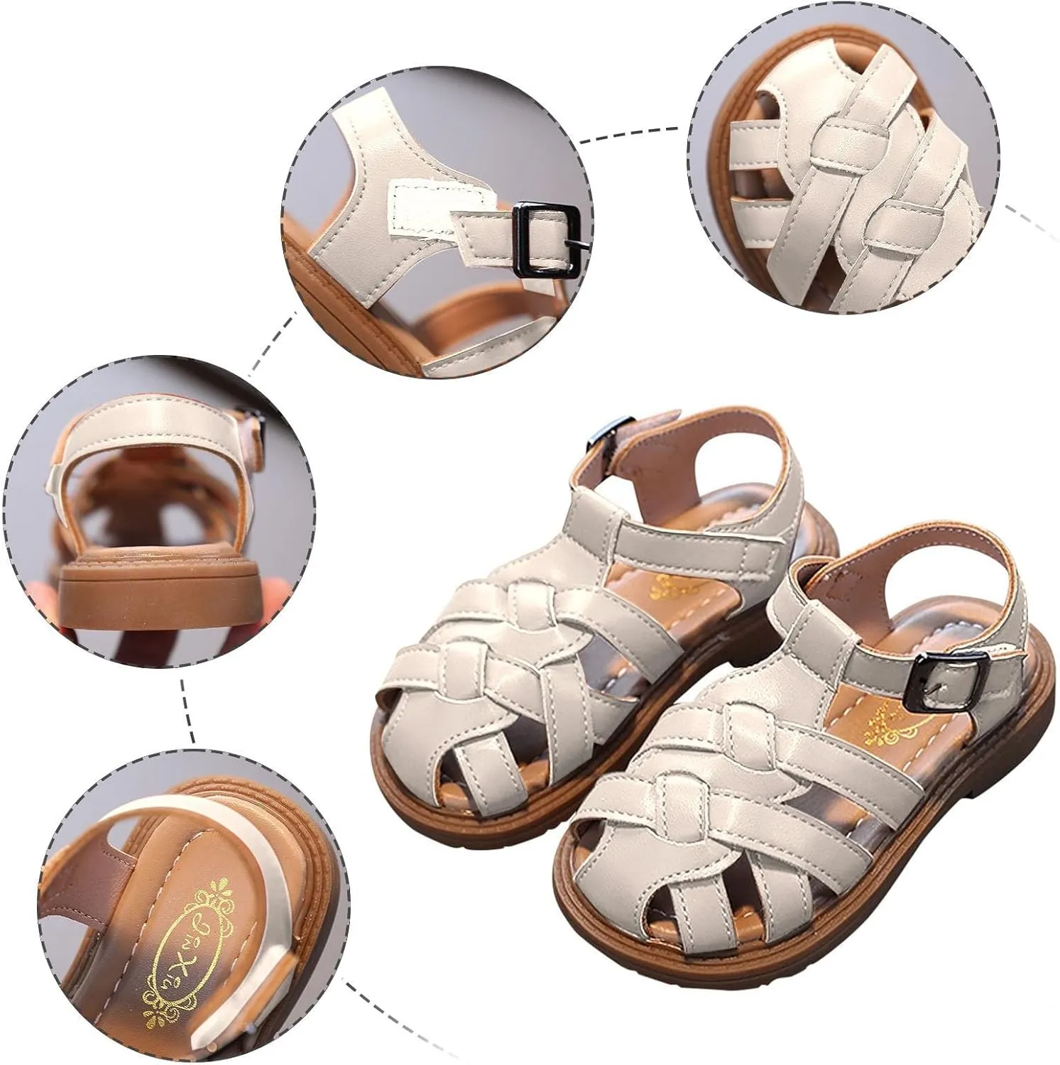 Breathable Infant Sandals with Ankle Strap Lightweight Walking Shoes for Summer Outdoor, Anti-Slip Sole Newborn to Toddler