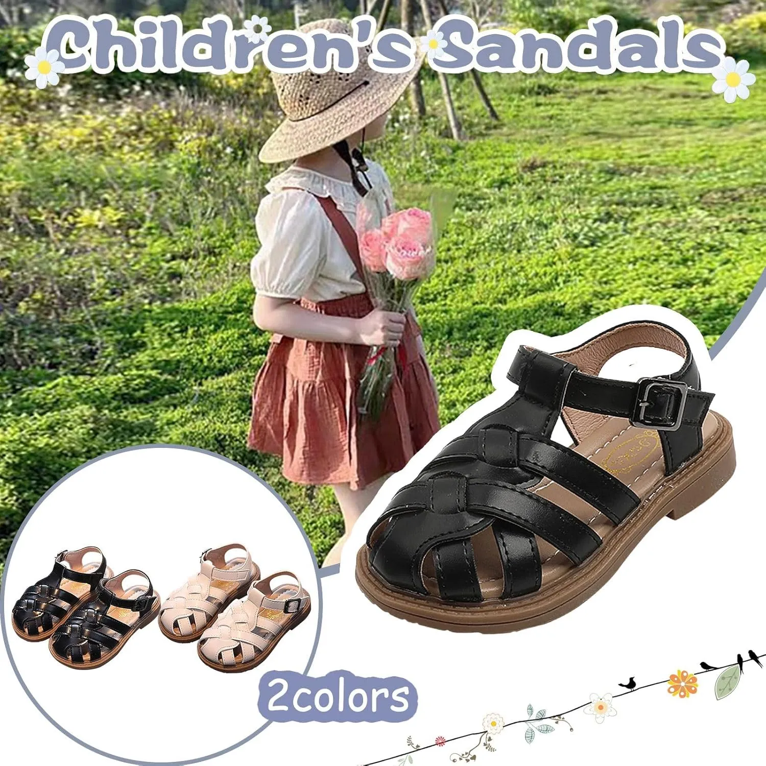 Breathable Infant Sandals with Ankle Strap Lightweight Walking Shoes for Summer Outdoor, Anti-Slip Sole Newborn to Toddler