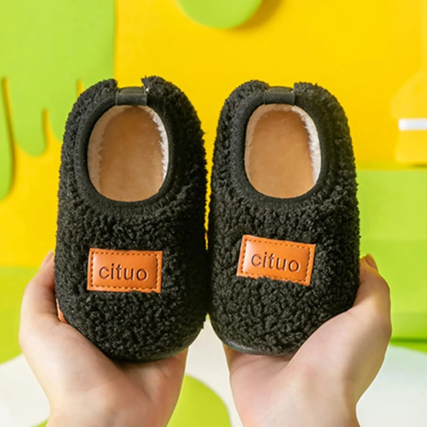 Childrens Girl Cotton Shoes Solid Color Fashion Soft Sole Winter Warm Indoor Non Slip Cotton Shoes