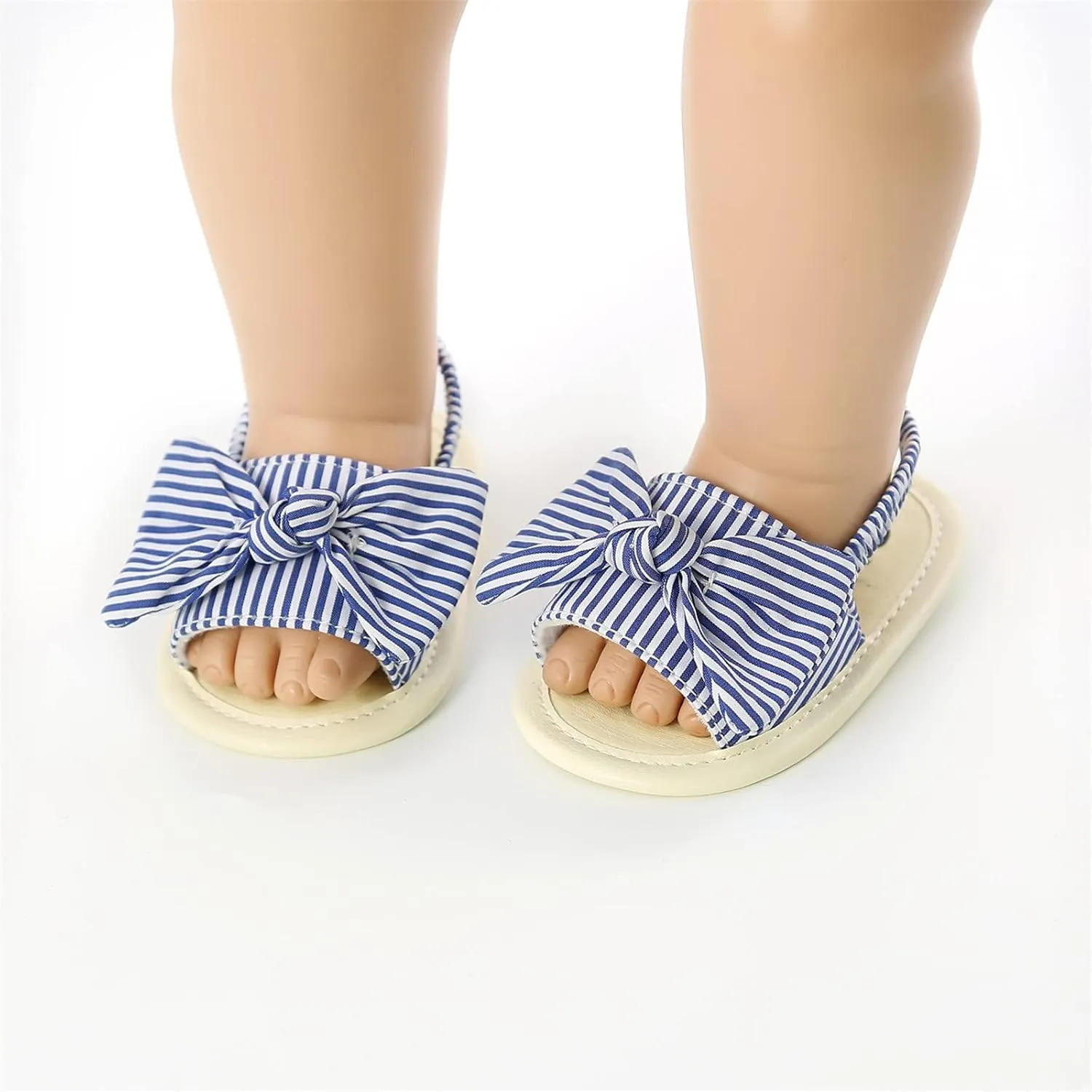 EnJoCho Baby Girls Dot Stripe Summer Sandals Soft Sole Bowknots Flats Toddler First Walkers Crib Shoes Prewalker Sandals