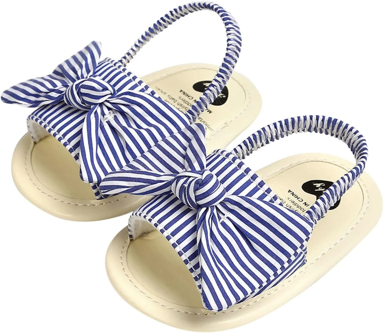 EnJoCho Baby Girls Dot Stripe Summer Sandals Soft Sole Bowknots Flats Toddler First Walkers Crib Shoes Prewalker Sandals