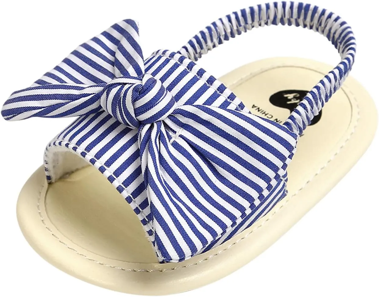EnJoCho Baby Girls Dot Stripe Summer Sandals Soft Sole Bowknots Flats Toddler First Walkers Crib Shoes Prewalker Sandals