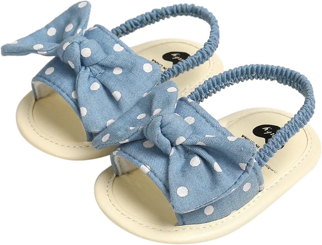 EnJoCho Baby Girls Dot Stripe Summer Sandals Soft Sole Bowknots Flats Toddler First Walkers Crib Shoes Prewalker Sandals