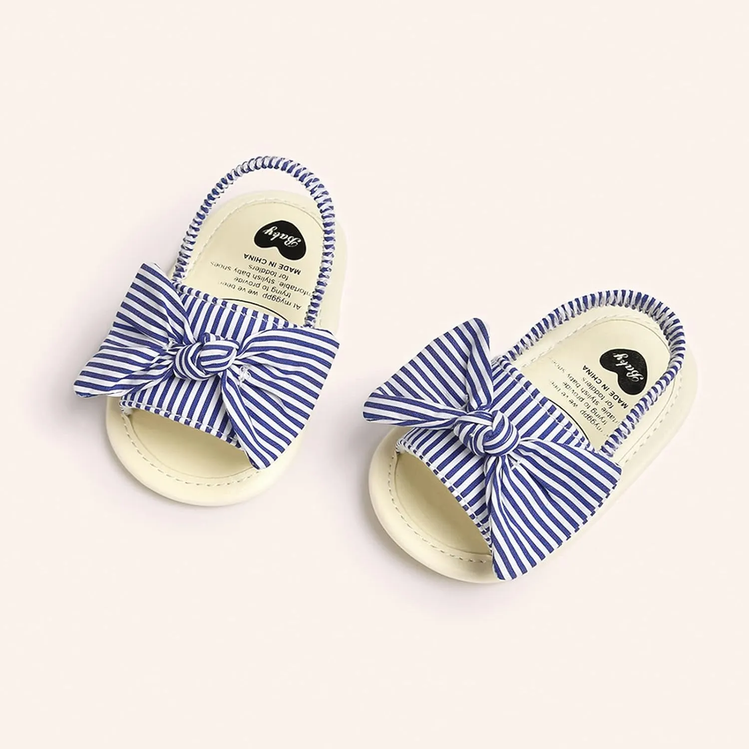 EnJoCho Baby Girls Dot Stripe Summer Sandals Soft Sole Bowknots Flats Toddler First Walkers Crib Shoes Prewalker Sandals