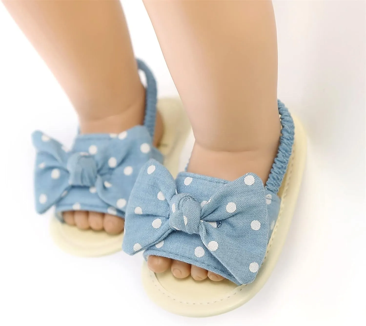 EnJoCho Baby Girls Dot Stripe Summer Sandals Soft Sole Bowknots Flats Toddler First Walkers Crib Shoes Prewalker Sandals