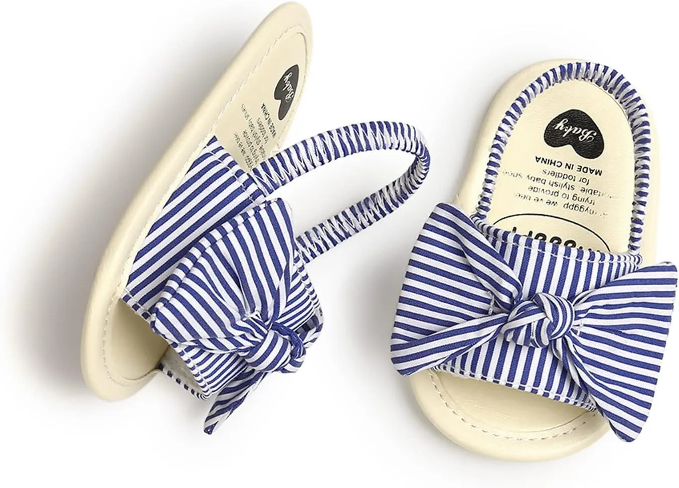 EnJoCho Baby Girls Dot Stripe Summer Sandals Soft Sole Bowknots Flats Toddler First Walkers Crib Shoes Prewalker Sandals