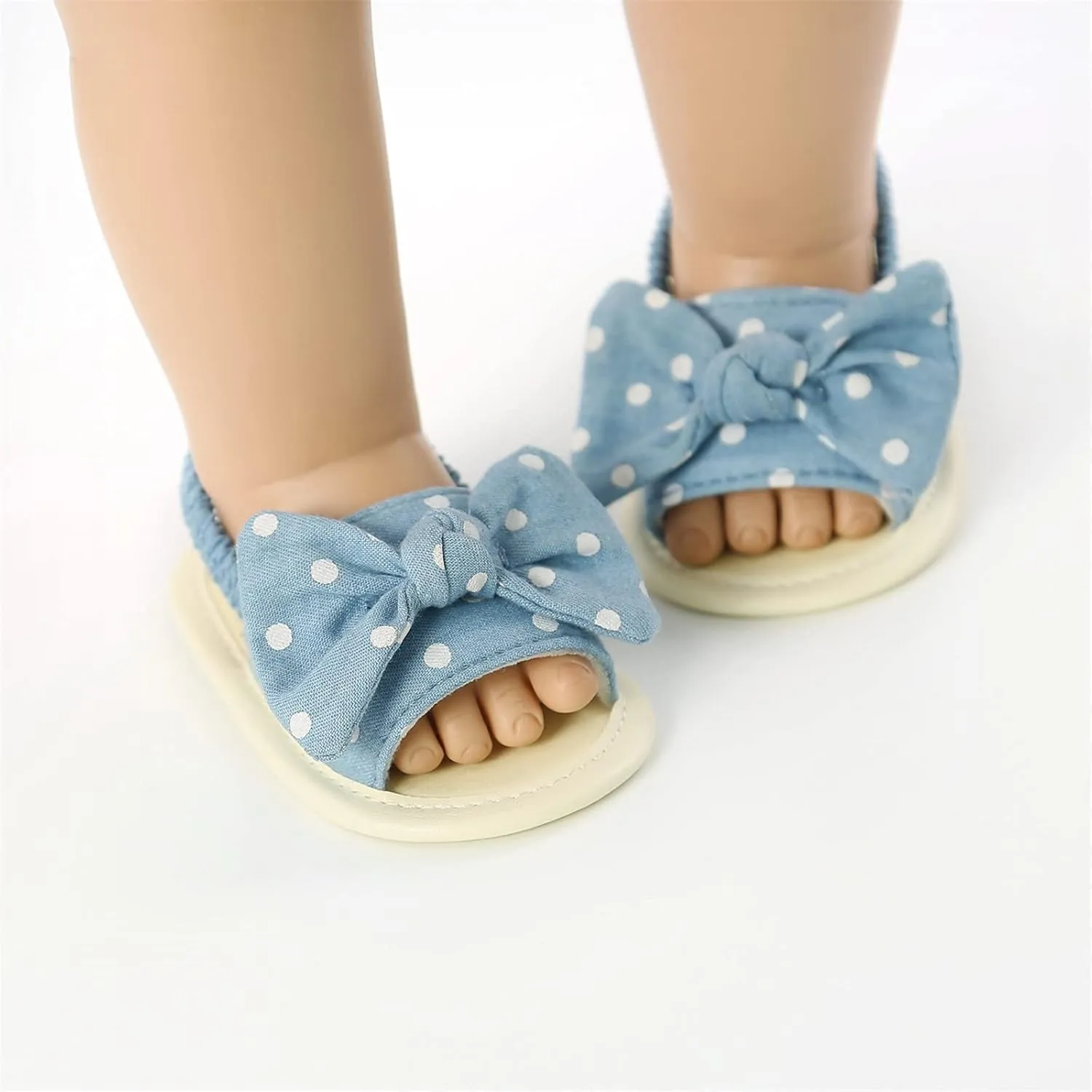 EnJoCho Baby Girls Dot Stripe Summer Sandals Soft Sole Bowknots Flats Toddler First Walkers Crib Shoes Prewalker Sandals