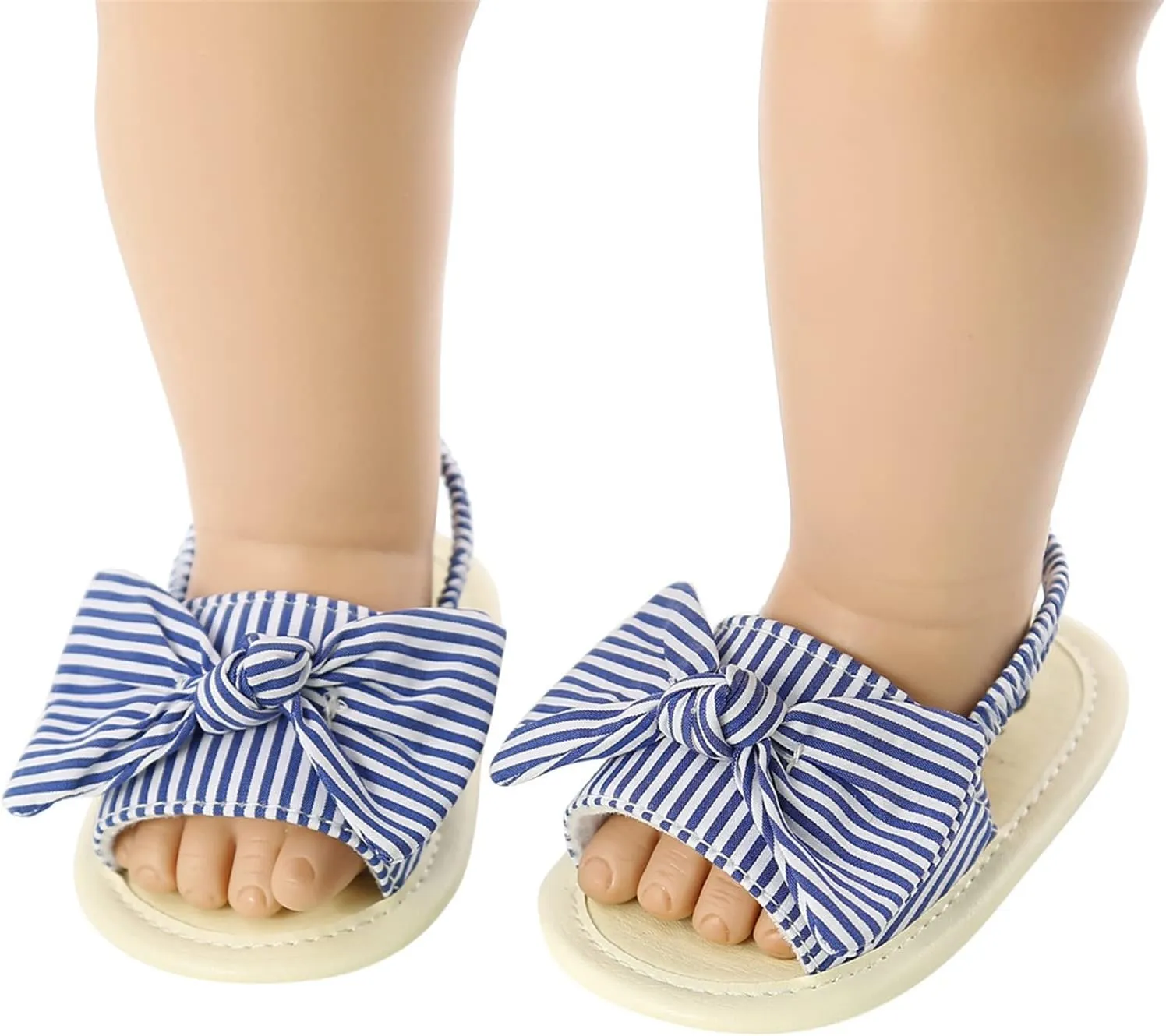 EnJoCho Baby Girls Dot Stripe Summer Sandals Soft Sole Bowknots Flats Toddler First Walkers Crib Shoes Prewalker Sandals