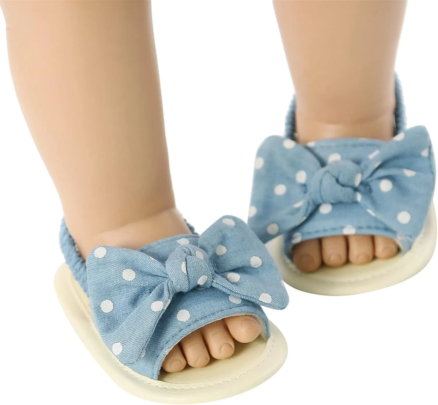 EnJoCho Baby Girls Dot Stripe Summer Sandals Soft Sole Bowknots Flats Toddler First Walkers Crib Shoes Prewalker Sandals