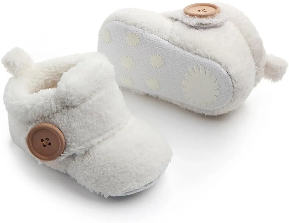 EnJoCho Baby Girls Warm Shoes Round Toe Flats Anti-Slip Soft Sole Toddler First Walkers Princess Dress Shoes 0-12M