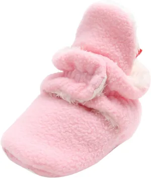 EnJoCho Cotton Baby Booties Non Skid Soft Sole Stay On Baby Shoes House Slippers for Baby Boys Girls Toddlers 0-18 Months (Pink-2, 6-12 Months)