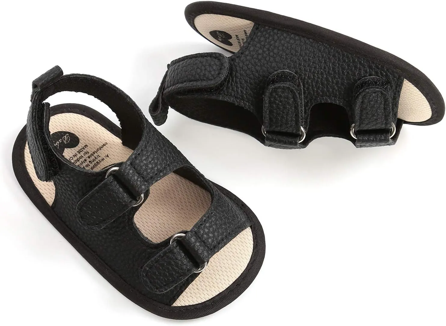 EnJoCho Summer Beach Sandals Baby Boys Girls Sandals Soft Non-Slip Rubber Sole Prewalker Flat Walking Shoes Crib Shoes (Black-03#, 6-12 Months)