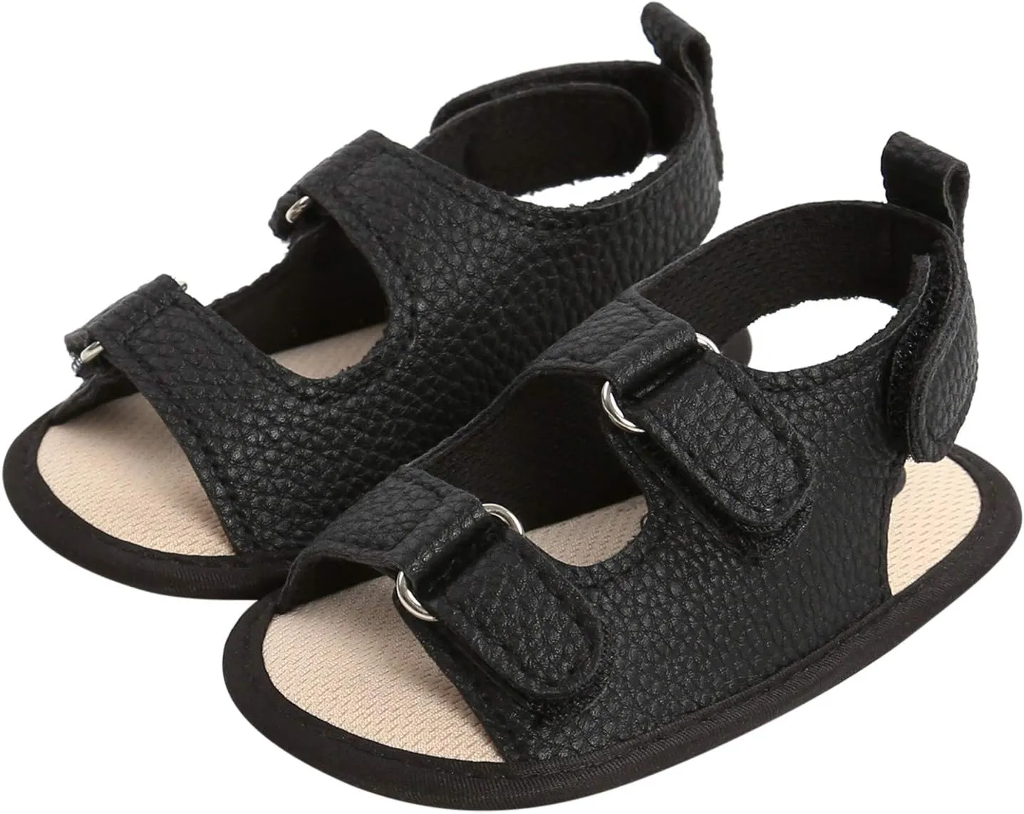 EnJoCho Summer Beach Sandals Baby Boys Girls Sandals Soft Non-Slip Rubber Sole Prewalker Flat Walking Shoes Crib Shoes (Black-03#, 6-12 Months)