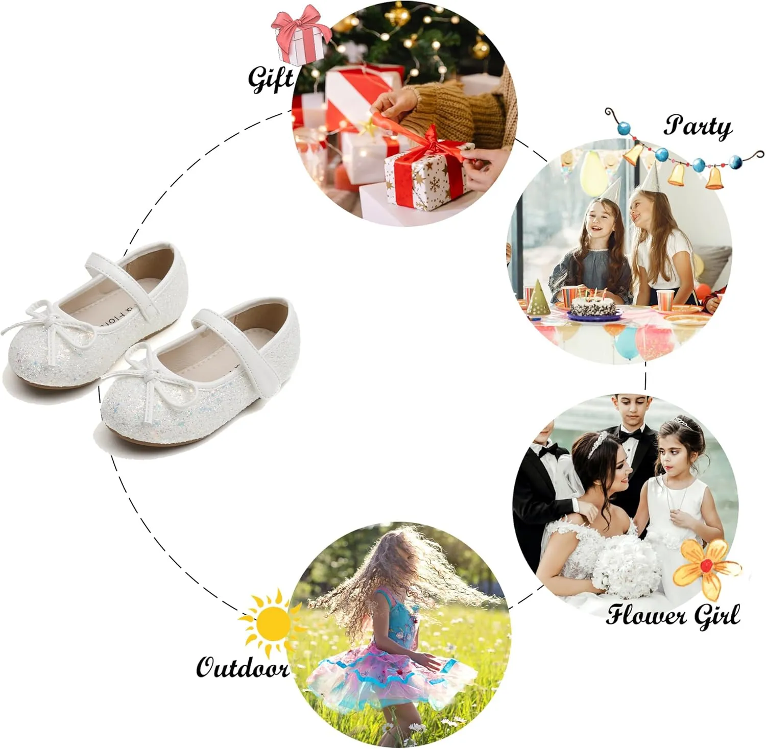 Felix & Flora Toddler Flower Girl Dress Shoes - Girl Ballet Flats Party School Shoes Wedding