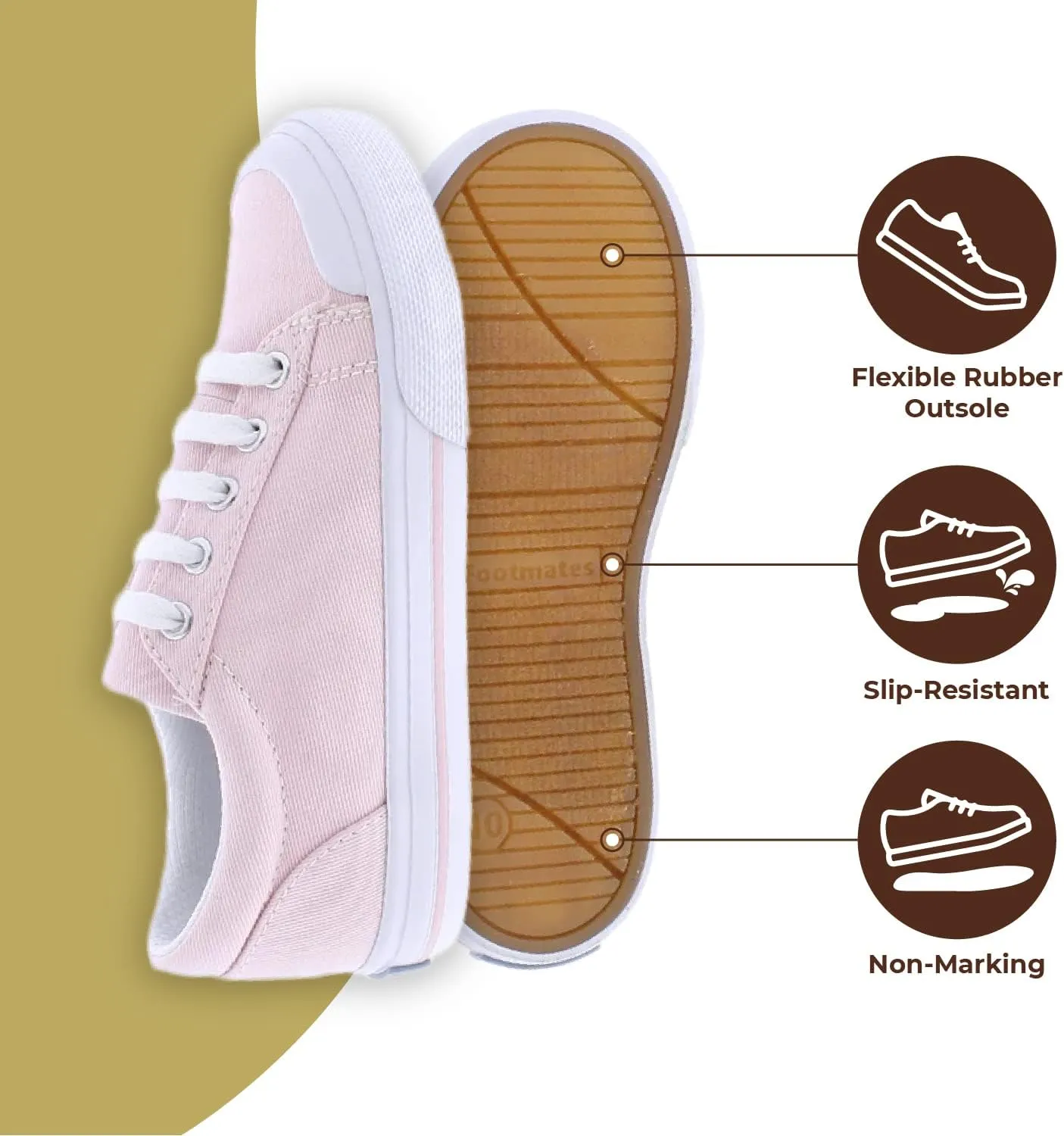 FOOTMATES Taylor Lace-Up Canvas Flats Boys and Girls Shoes - Tennis Sneakers with Wide Toe Box, Custom-Fit Insoles, Vulcanized Outsoles - for Toddlers and Little Kids, Ages 1-8