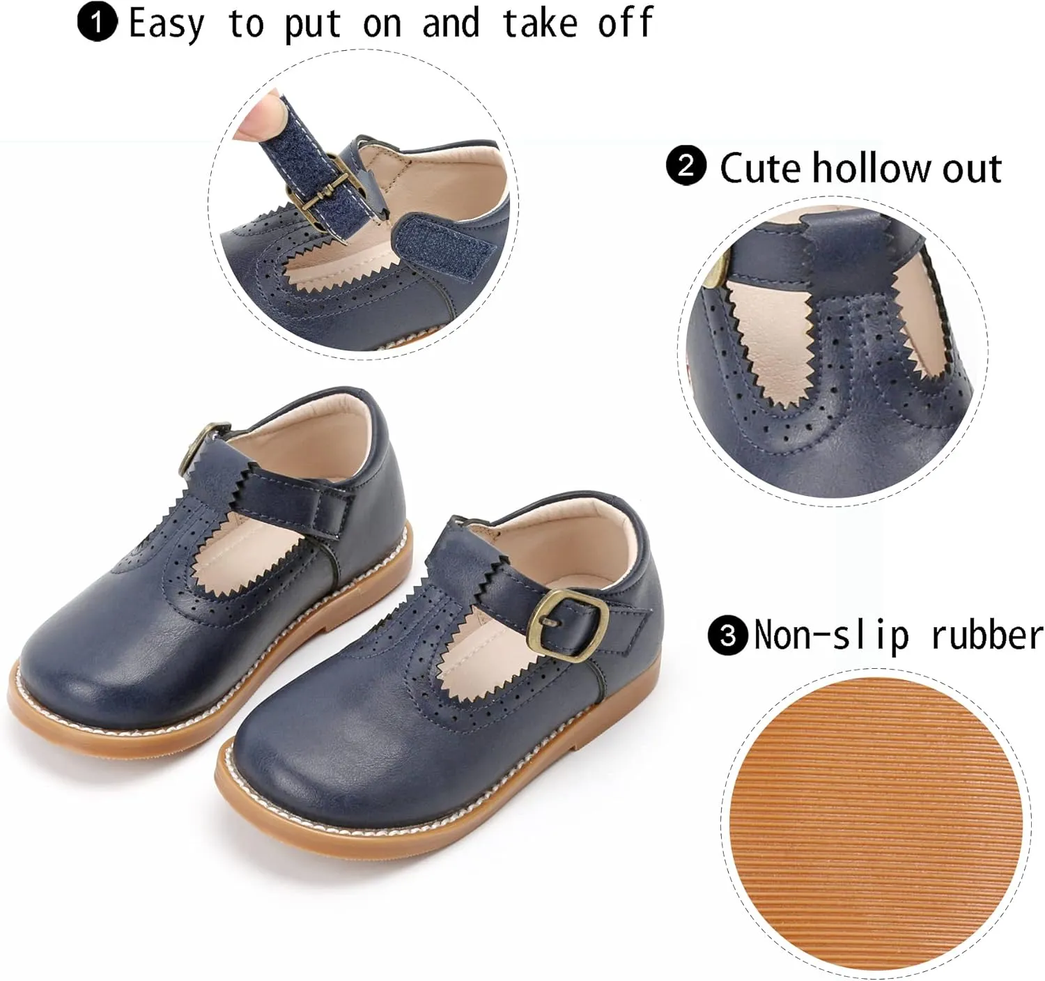 GINFIVE Toddler Little Girls Mary Janes Flats Girls Dress Shoes Kids Shoes