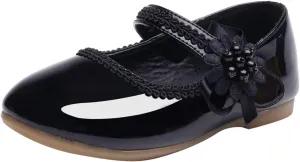 Girls Dress Shoes Toddler Girls Mary Jane with Pearls Low Heels Pumps for Flower Girl Wedding Party Girls School Shoes