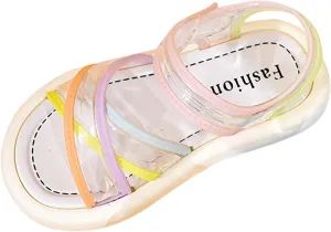 Girls Kids Foam Sole Sandals Jelly X-Strap Soft Outdoor Water Wide Shoes Baby Toddler Infant Summer Casual Non Slip