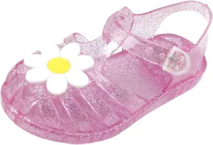 Girls Kids Jelly Soft Sandals Flower Pep Toe Adjusted Strap Summer Water Shoes Baby Toddler Shower Funny Sandals