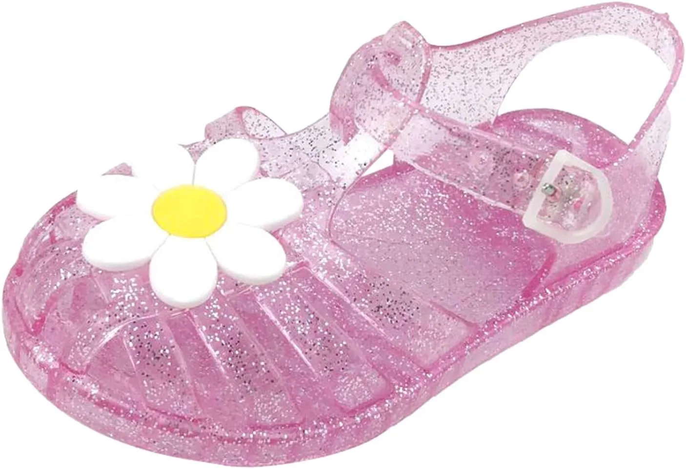 Girls Kids Jelly Soft Sandals Flower Pep Toe Adjusted Strap Summer Water Shoes Baby Toddler Shower Funny Sandals