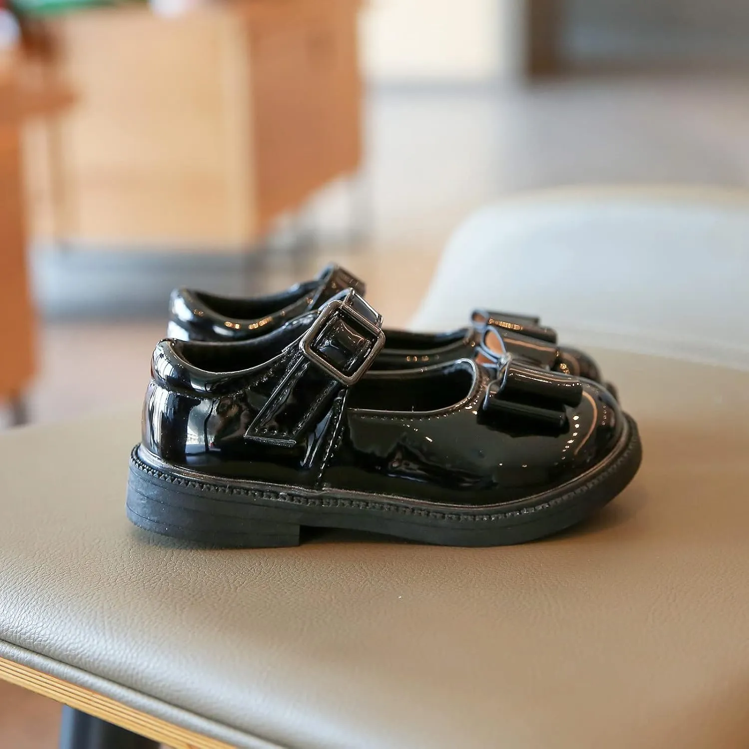 Girls Kids Mary Jane Shoes Bow Rubber Sole Ankle Sandals Baby Childrens School Dress Dance Casual Non Slip Shoes