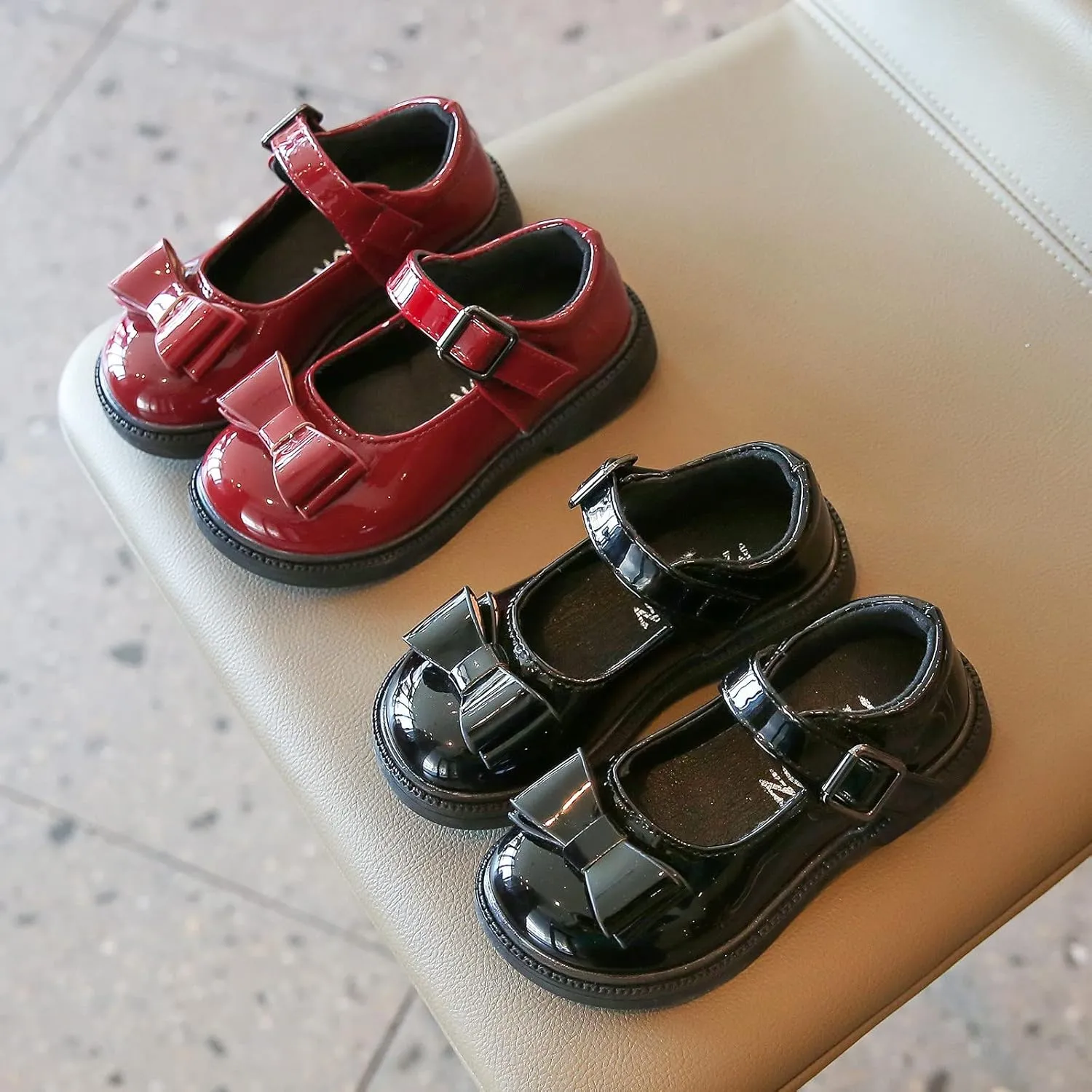 Girls Kids Mary Jane Shoes Bow Rubber Sole Ankle Sandals Baby Childrens School Dress Dance Casual Non Slip Shoes