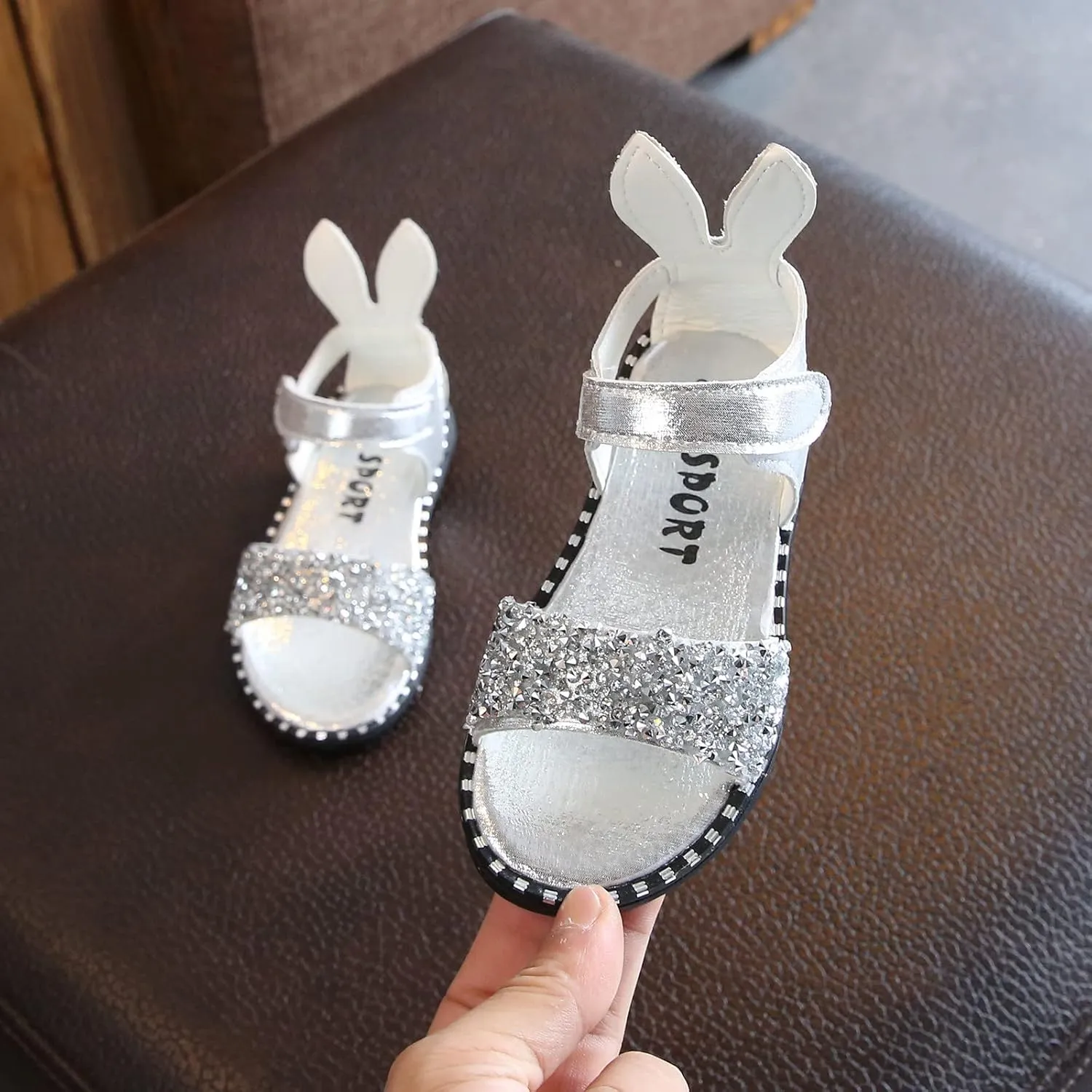 Girls Kids Pearl Glitter Rubber Sandals Gldiator Open Toe Ankle Wide Shoes Baby Childrens Flat Soft Non Slip Slipper