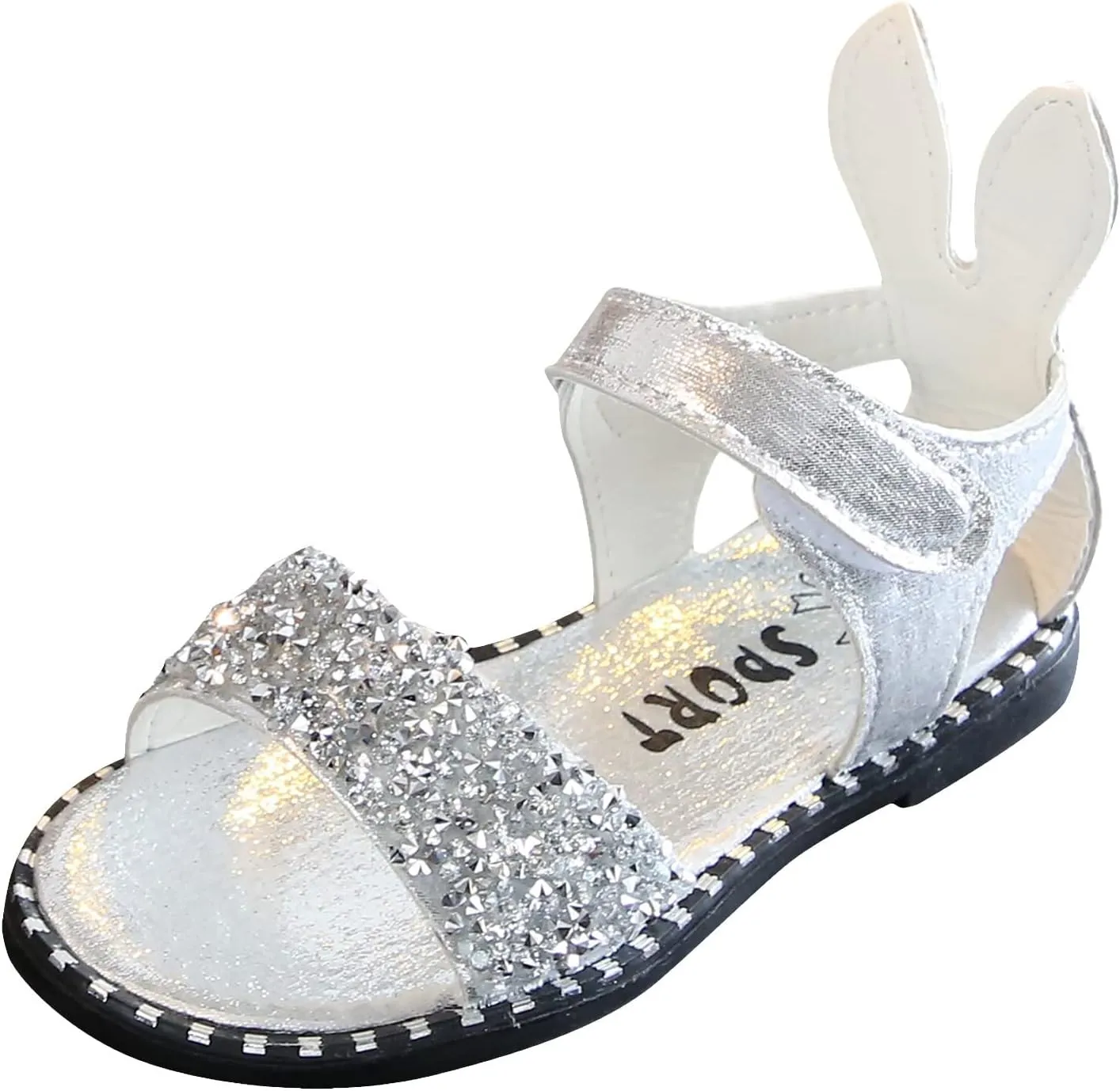 Girls Kids Pearl Glitter Rubber Sandals Gldiator Open Toe Ankle Wide Shoes Baby Childrens Flat Soft Non Slip Slipper