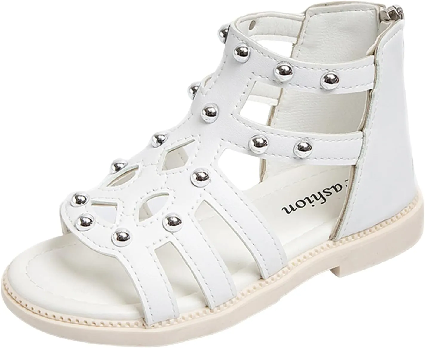Girls Kids Short Gldiator Sandals Shoes Ankle Rubber Leather Non Slip Shoes Baby Toddler Side Zipper Summer Casual