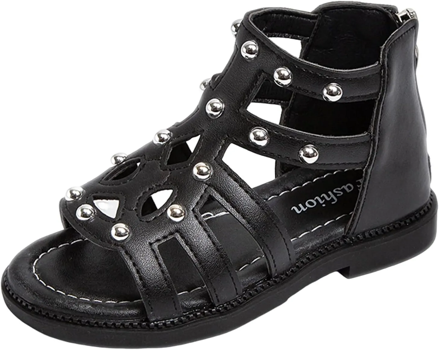 Girls Kids Short Gldiator Sandals Shoes Ankle Rubber Leather Non Slip Shoes Baby Toddler Side Zipper Summer Casual