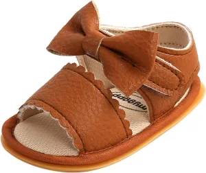 Girls Non-Slip Walking Shoes Baby Bow Boys Sandals Rubber Flat Soft Summer Sole Baby Shoes Baby Girl Boots