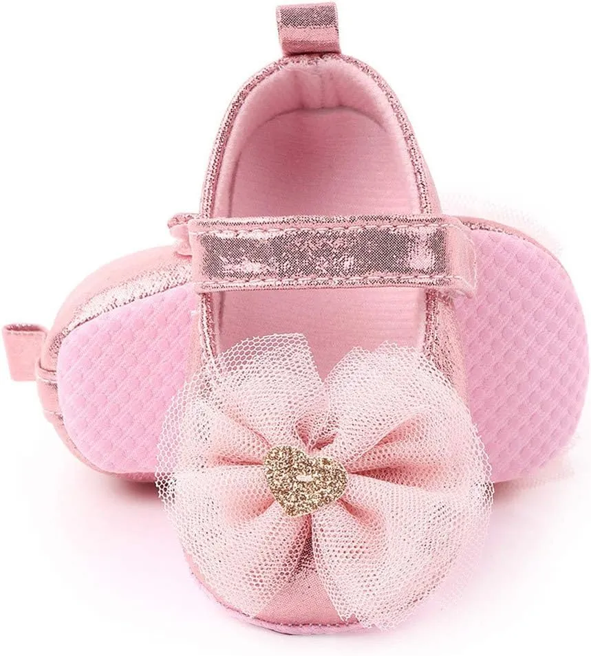 Infant Baby Girl Shoes Non-Slip Rubber Sole Soft Leather with Bowknot Mary Jane Shoes Flats Toddler First Walkers 0-18 Months