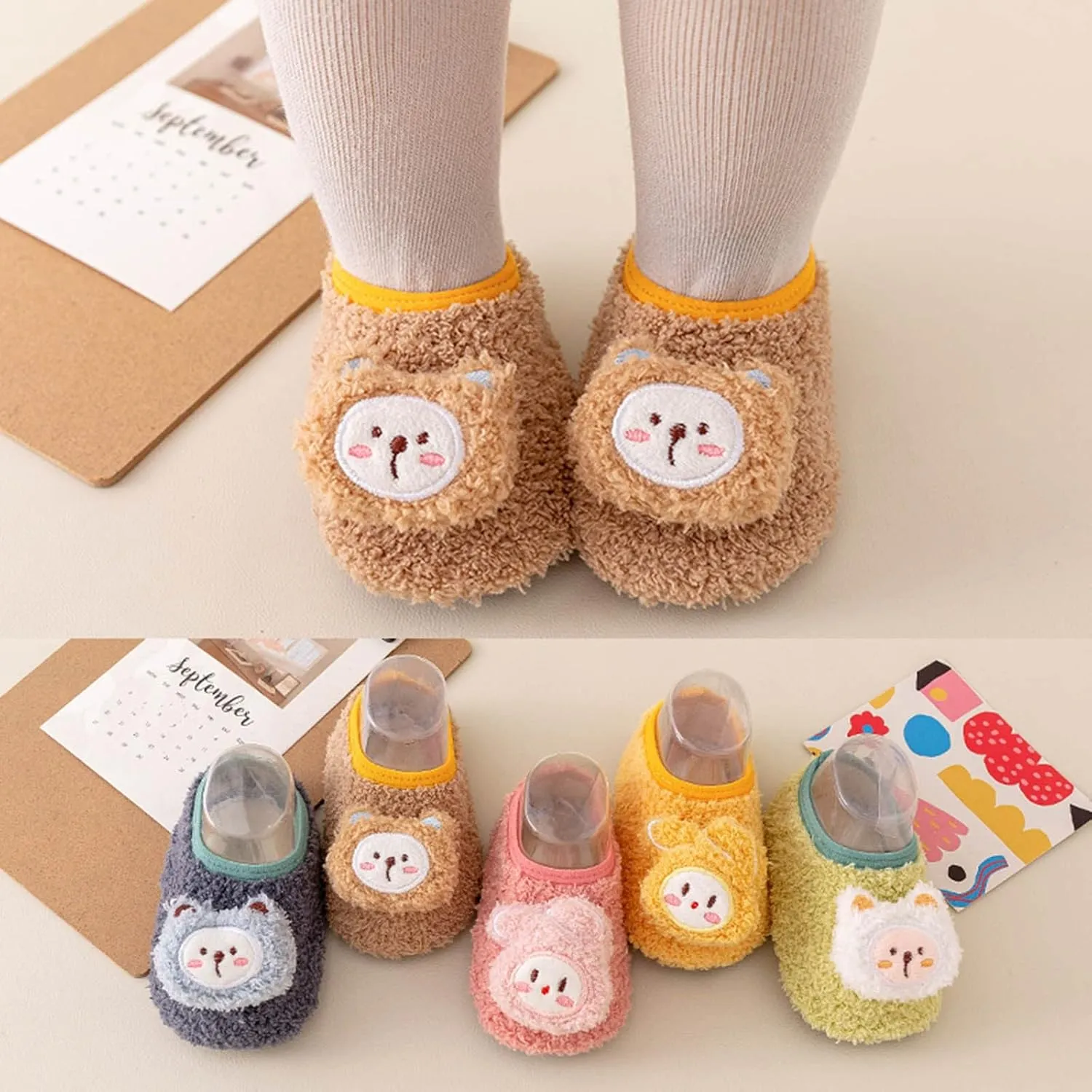 Newborn Baby Boy Girl Soft Fleece Slippers Infant Socks Shoe Non kid Toddler First Walk Shoes