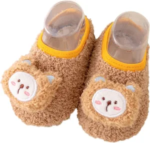Newborn Baby Boy Girl Soft Fleece Slippers Infant Socks Shoe Non kid Toddler First Walk Shoes