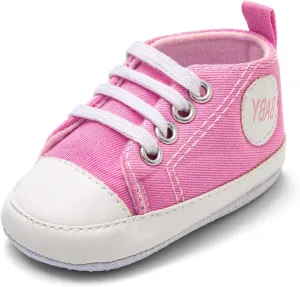 Newborn Baby Girls Boys Sneakers Soft Sole High-Top Ankle Canvas Shoes Infant First Walkers Slip on Crib Shoes