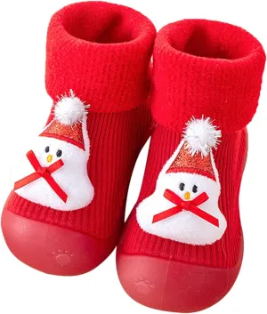 Newborn Girl Boy Sock Shoes Baby Fleece ining Soft Slippers Rubber Sole Non-Slip Cute Booties Spring Sneakers