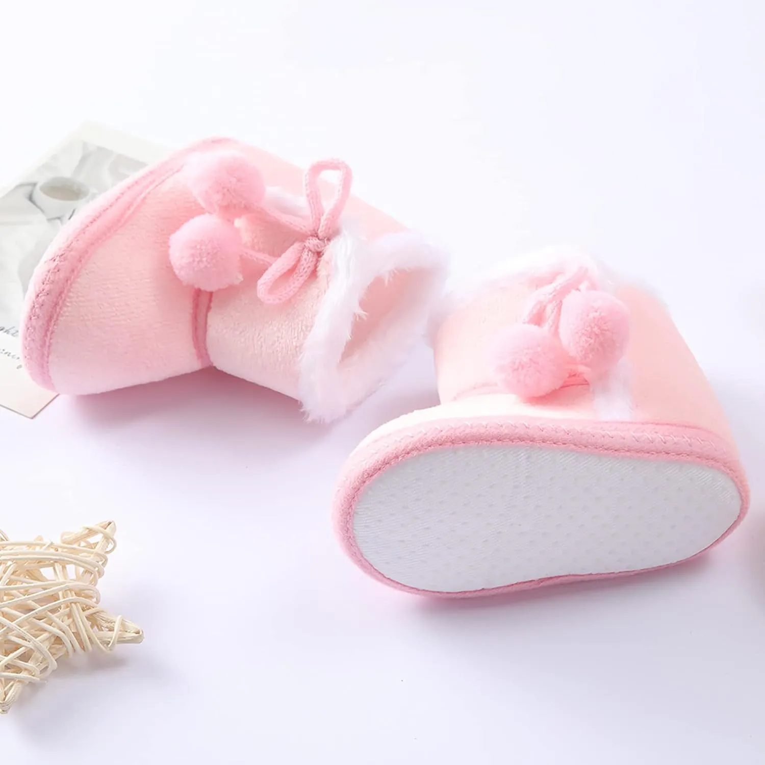 POLG Baby Boots Winter Warm Snow Boots Newborn Girl Boys Soft Sole Anti-Slip Prewalker Infant Toddler Cute Booties