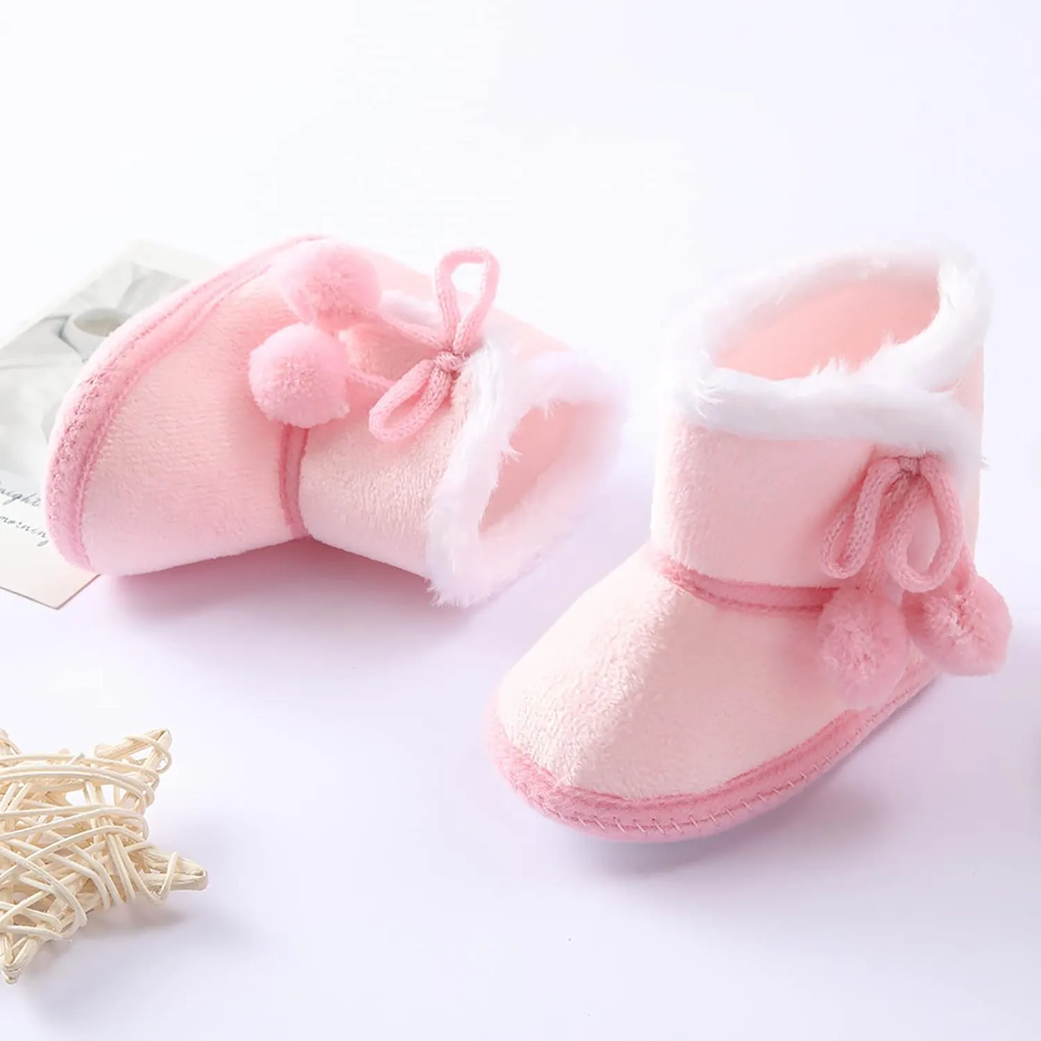 POLG Baby Boots Winter Warm Snow Boots Newborn Girl Boys Soft Sole Anti-Slip Prewalker Infant Toddler Cute Booties