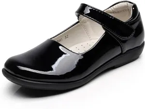 rismart Girls' Patent Leather Mary Janes Hook & Loop School Oxfords Shoes for Uniforms Party Playwear