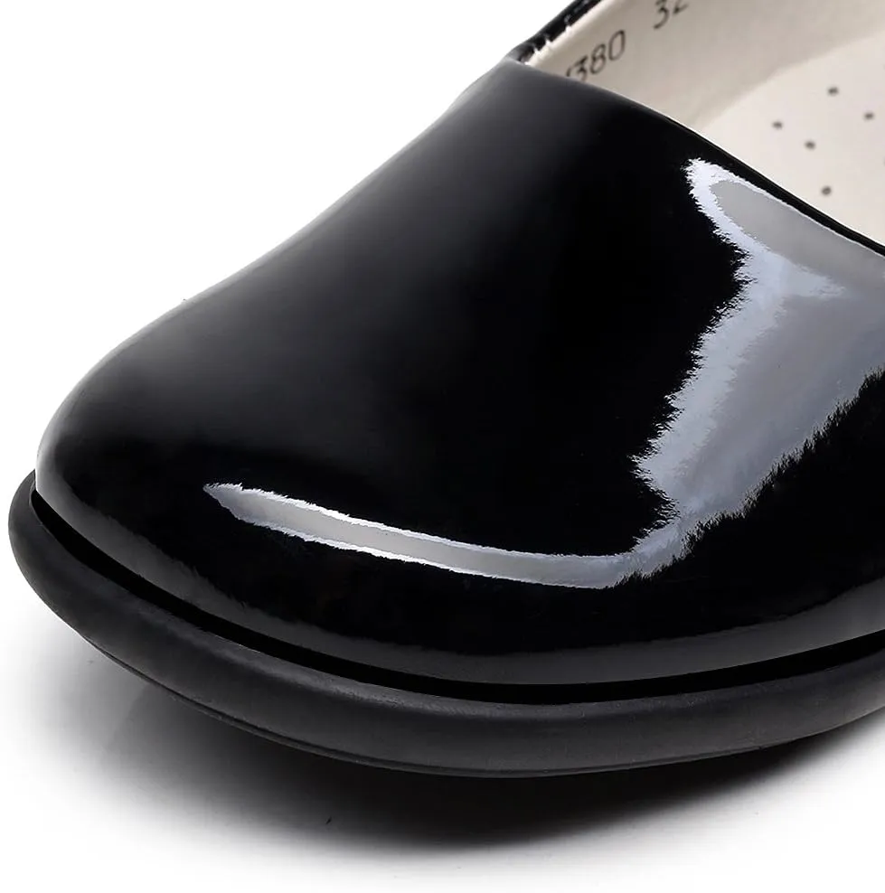 rismart Girls' Patent Leather Mary Janes Hook & Loop School Oxfords Shoes for Uniforms Party Playwear